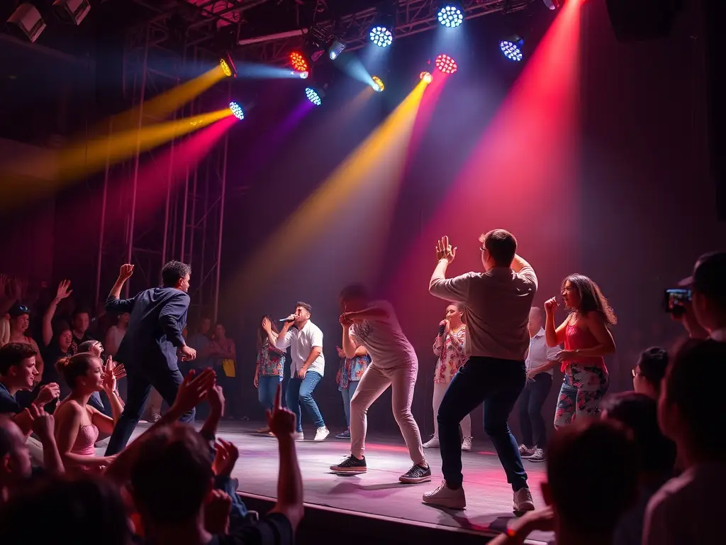 A visually striking photograph of a live performance being expertly managed by the Eighty Production team, highlighting their professional coordination skills.