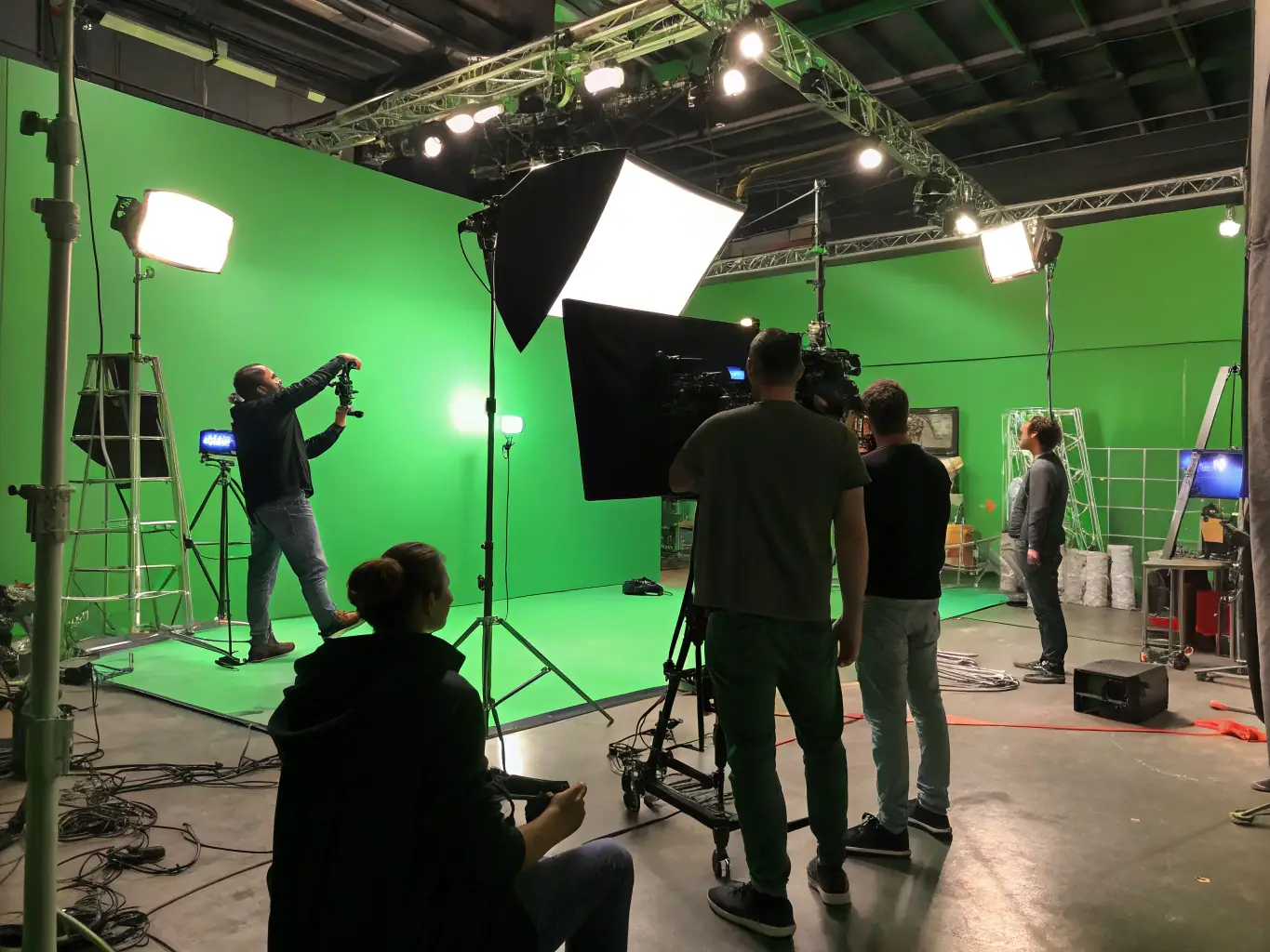 A behind-the-scenes shot of a film production set, highlighting Eighty Production's involvement in producing artistic works.